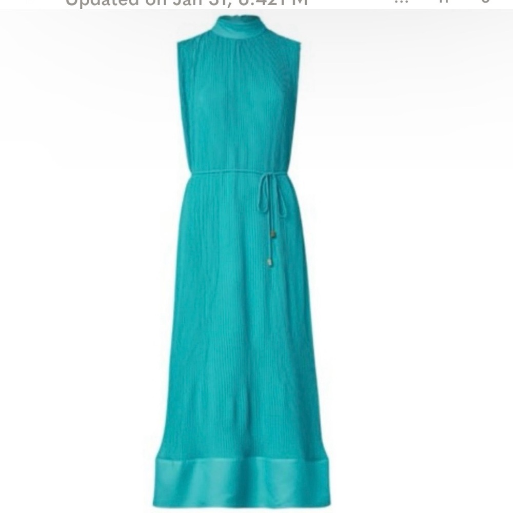 BNWT Milly Melina Pleated Elegant Teal Sleeveless Dress size 4
